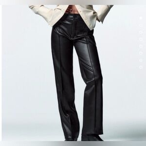 ZARA FAUX LEATHER FRANÇOISE FULL LENGTH  HIGH-WAISTED TROUSERS WOMENS - MEDIUM